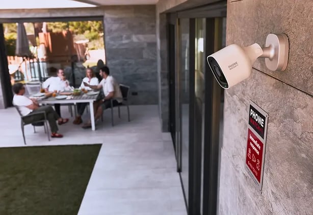 outdoor security camera and phonewatch badge