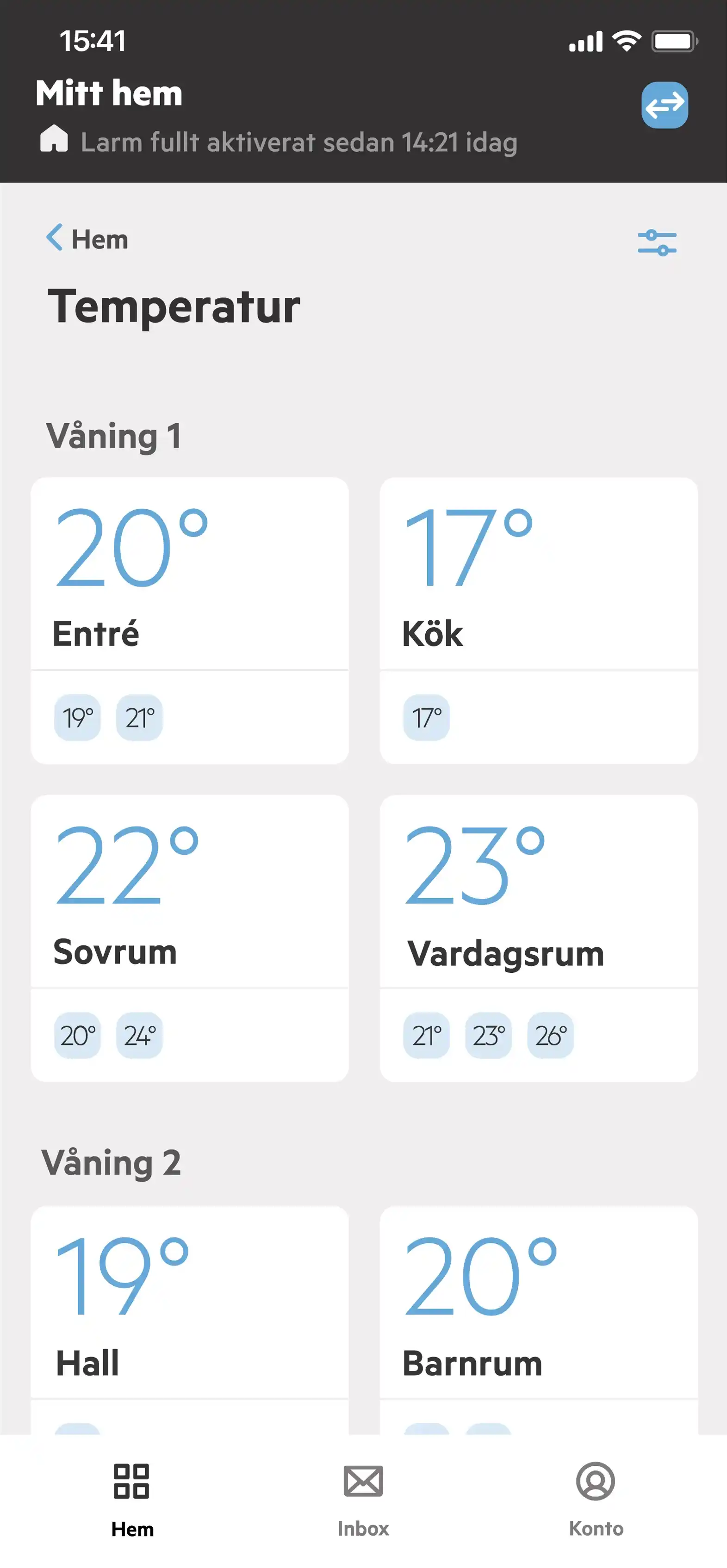 Kontrollera temperaturer